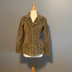 Vintage Z Cavaricci Olive Cordury fitted jacket with pockets size XL